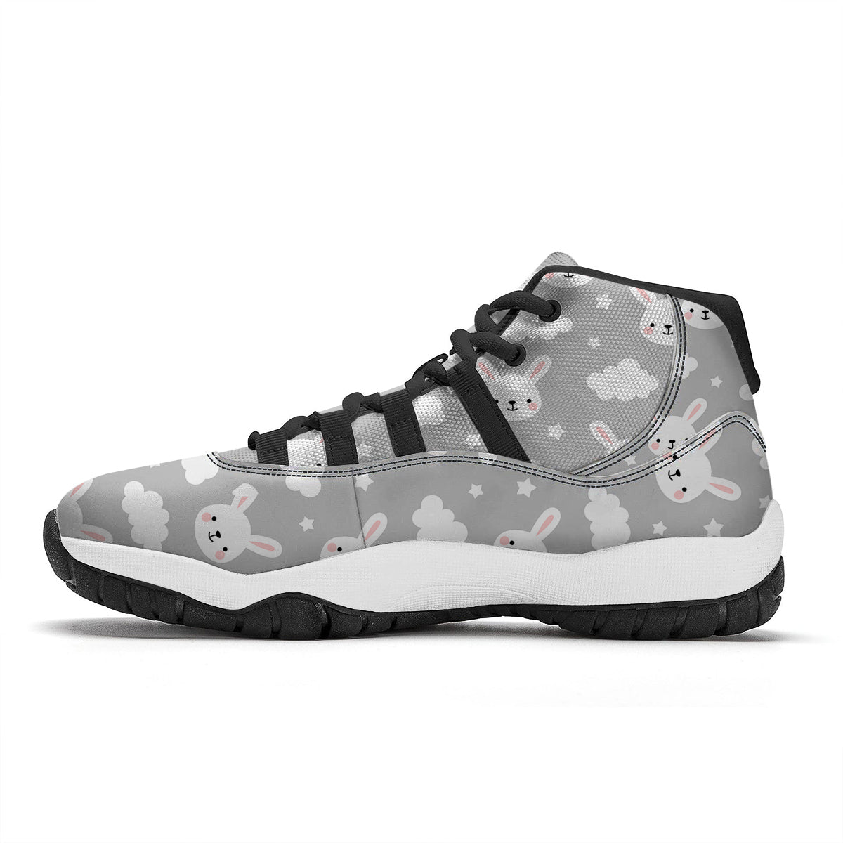 Cloud Bunny Rabbit Pattern Print Black Bball Shoes-grizzshop