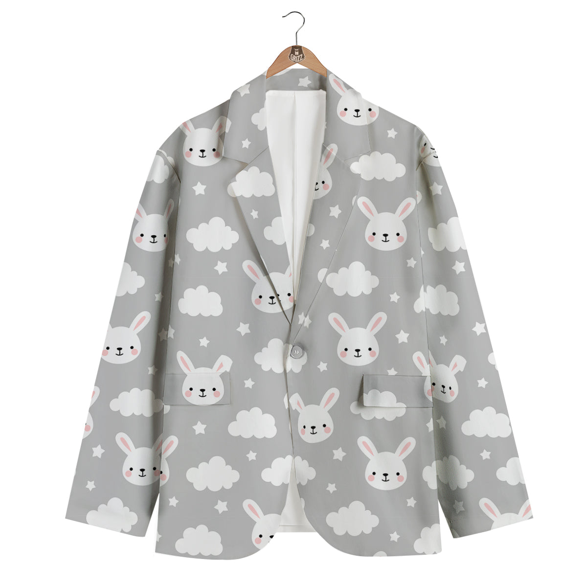 Cloud Bunny Rabbit Pattern Print Men's Blazer-grizzshop