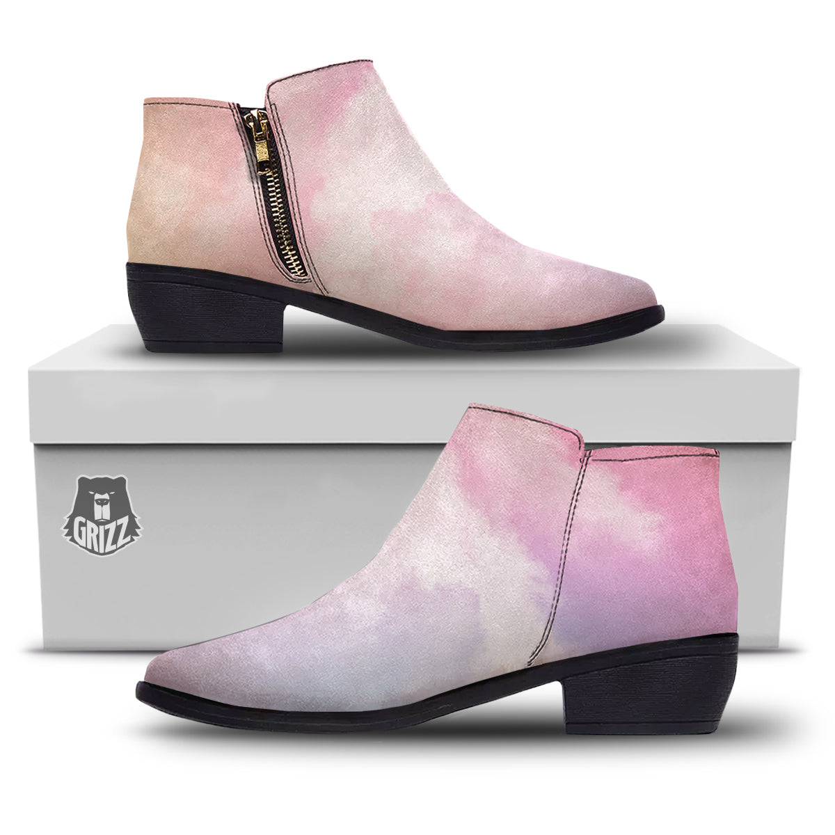 Cloud Coloful Print Ankle Boots-grizzshop