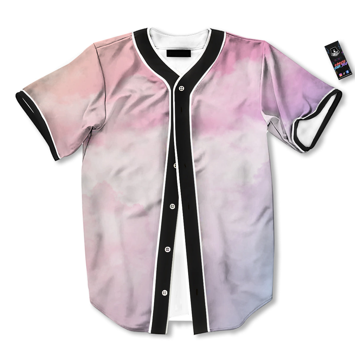 Cloud Coloful Print Baseball Jersey-grizzshop