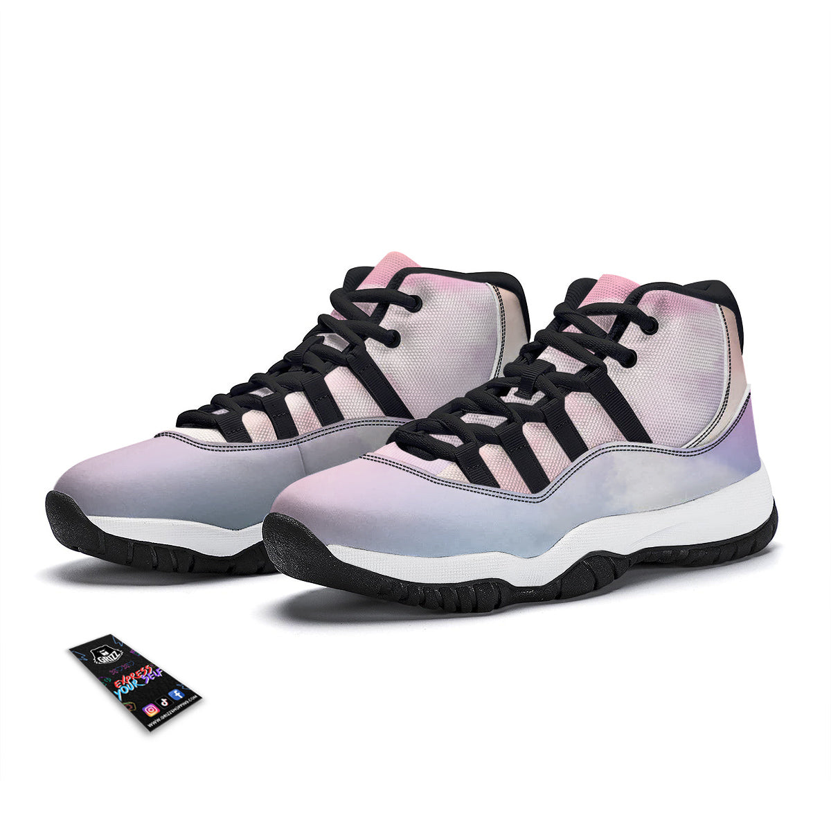 Cloud Coloful Print Black Bball Shoes-grizzshop