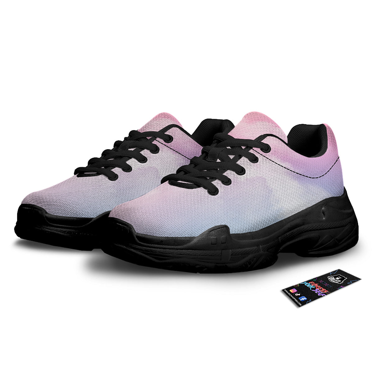Cloud Coloful Print Black Chunky Shoes-grizzshop