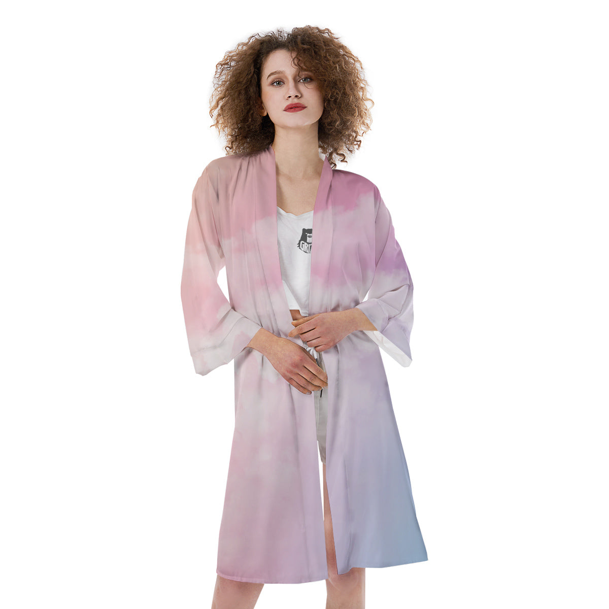 Cloud Coloful Print Kimono-grizzshop