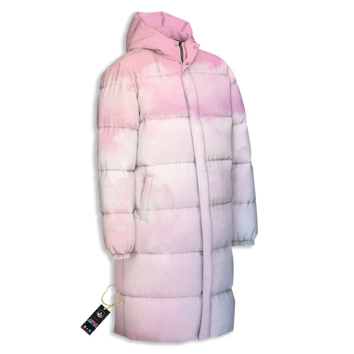 Cloud Coloful Print Long Down Jacket-grizzshop