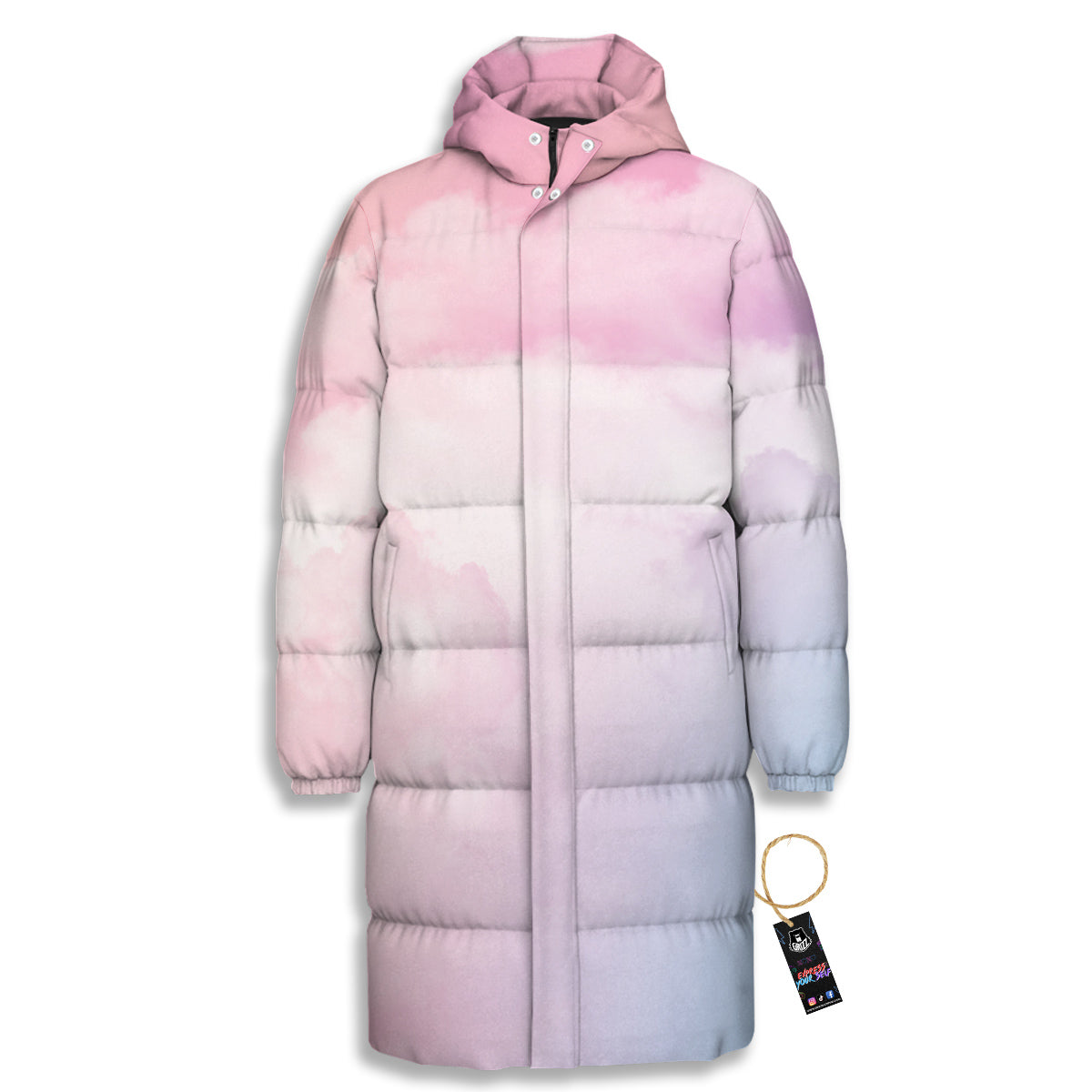 Cloud Coloful Print Long Down Jacket-grizzshop