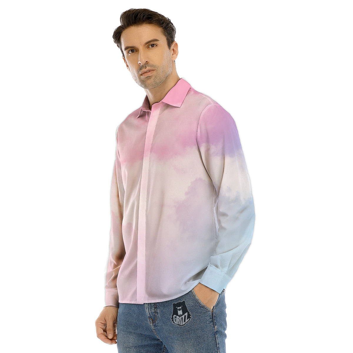 Cloud Coloful Print Men's Dress Shirts-grizzshop