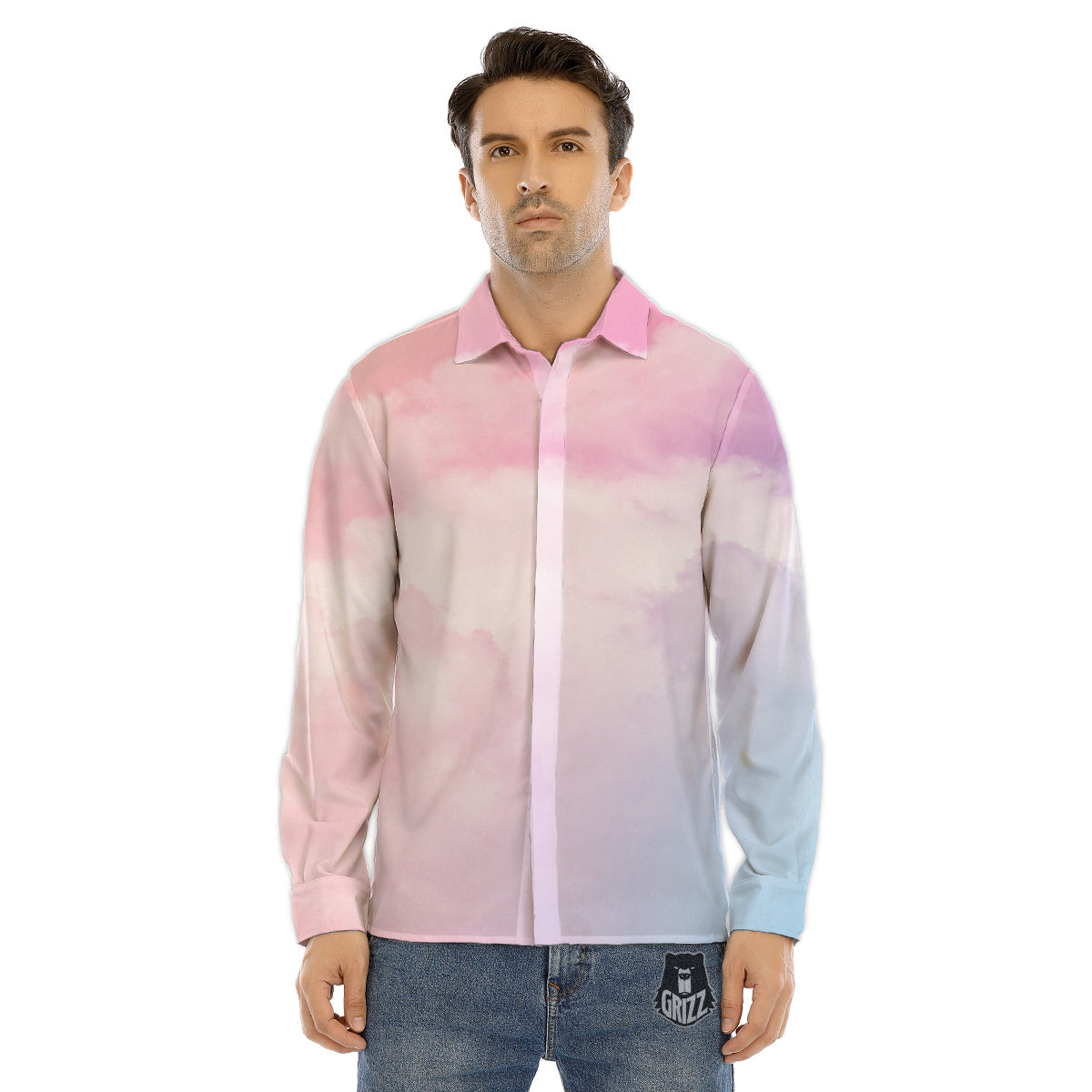 Cloud Coloful Print Men's Dress Shirts-grizzshop