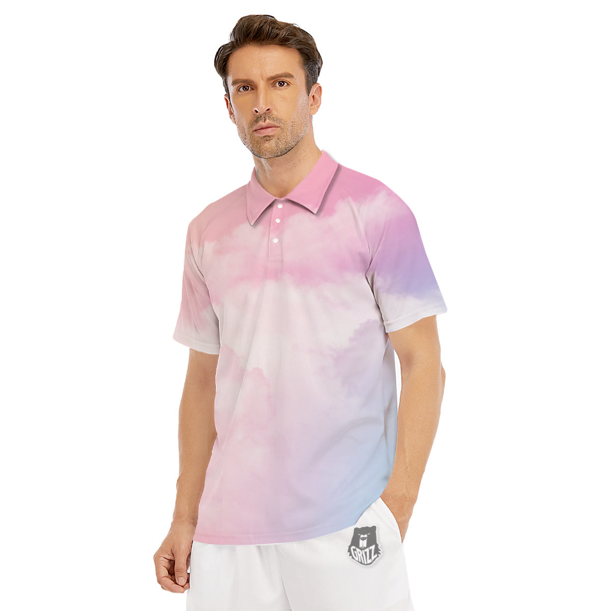 Cloud Coloful Print Men's Golf Shirts-grizzshop