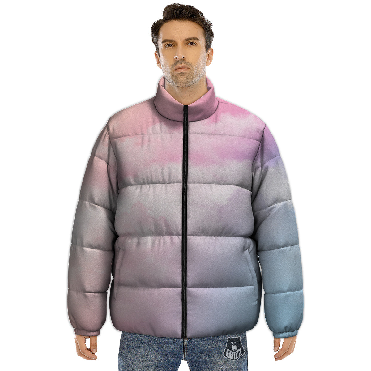 Cloud Coloful Print Puffer Jacket-grizzshop
