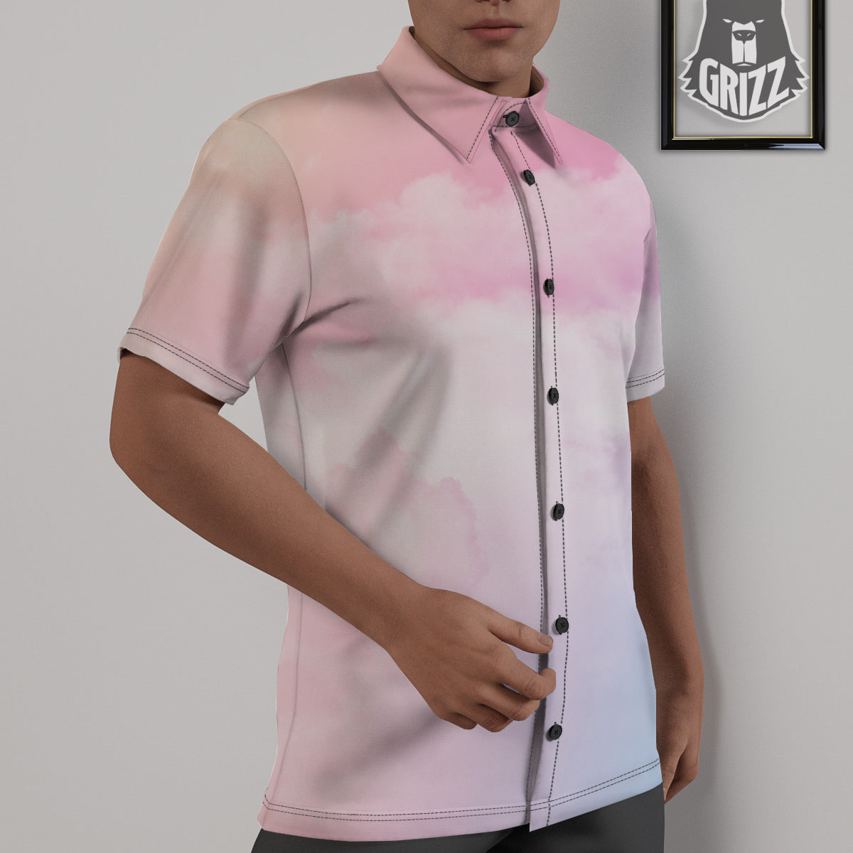 Cloud Coloful Print Untucked Shirts-grizzshop