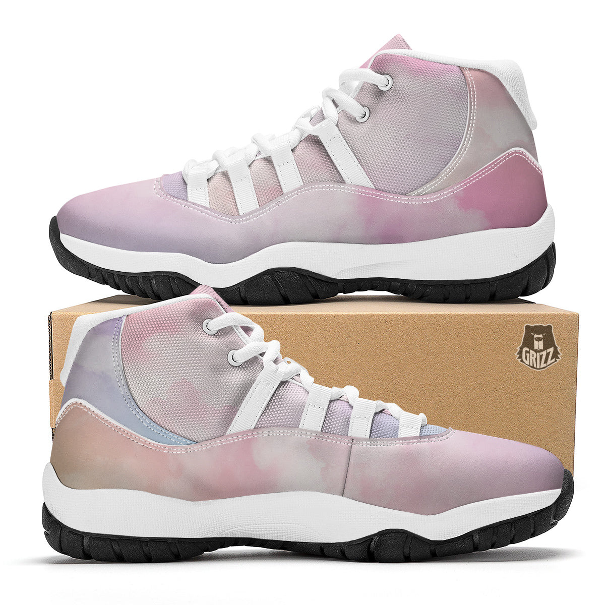 Cloud Coloful Print White Bball Shoes-grizzshop