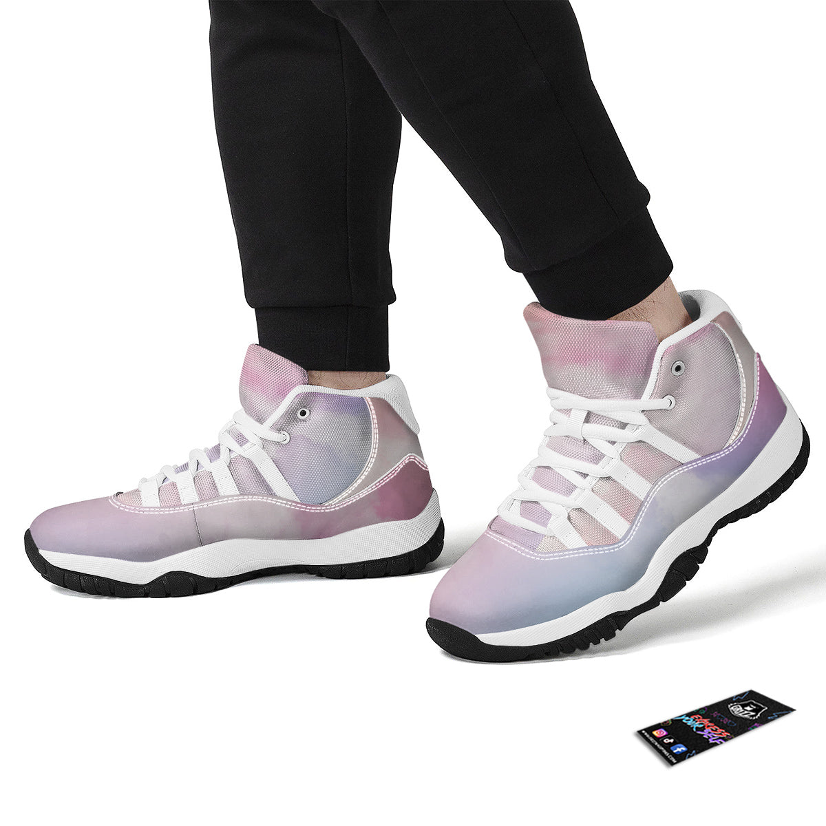 Cloud Coloful Print White Bball Shoes-grizzshop