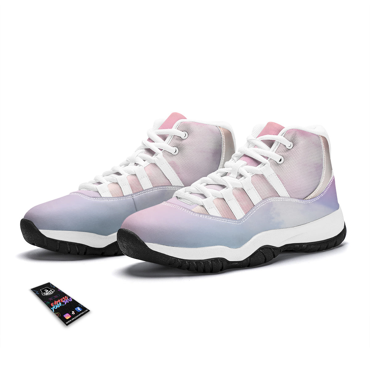 Cloud Coloful Print White Bball Shoes-grizzshop