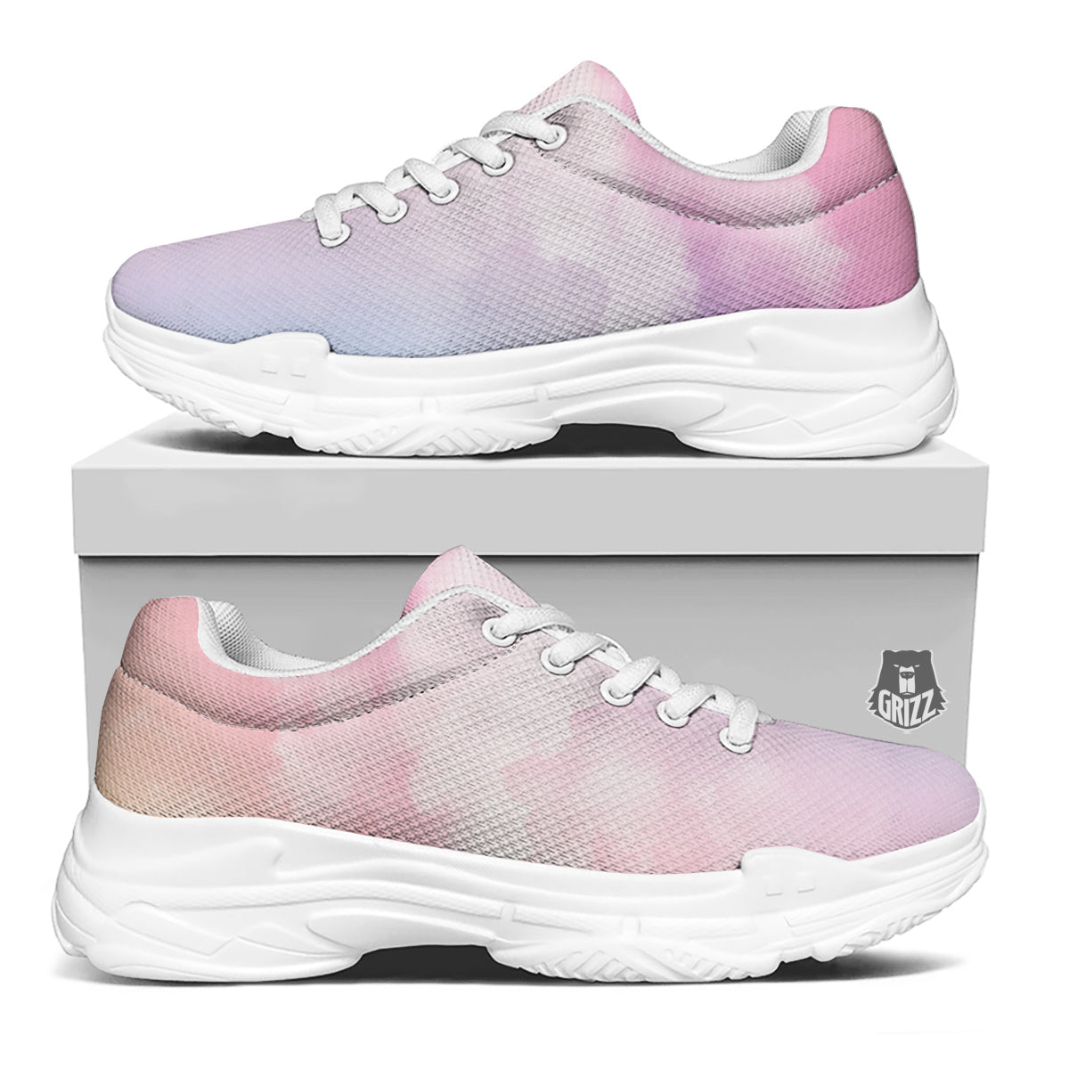 Cloud Coloful Print White Chunky Shoes-grizzshop