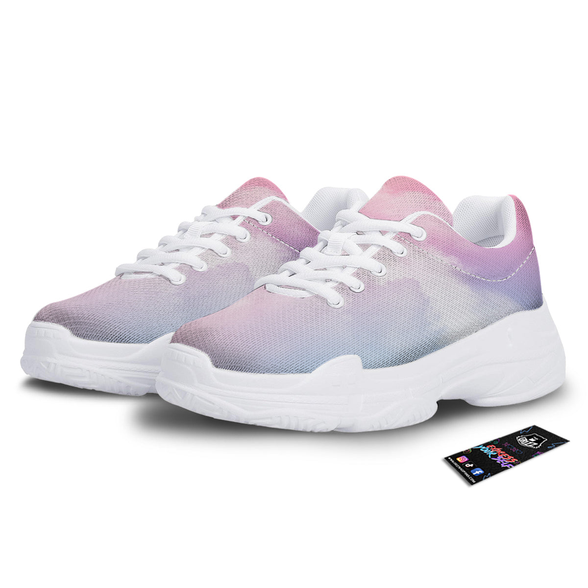 Cloud Coloful Print White Chunky Shoes-grizzshop