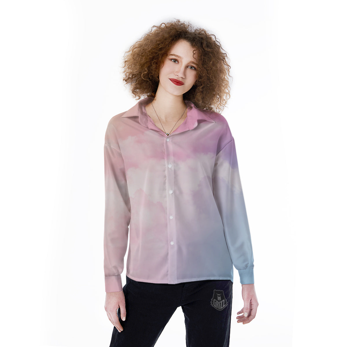 Cloud Coloful Print Women's Long Sleeve Shirts-grizzshop