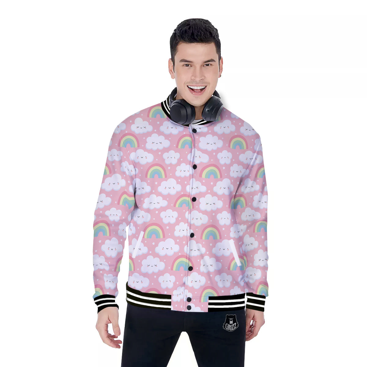 Cloud Cute Print Pattern Baseball Jacket-grizzshop