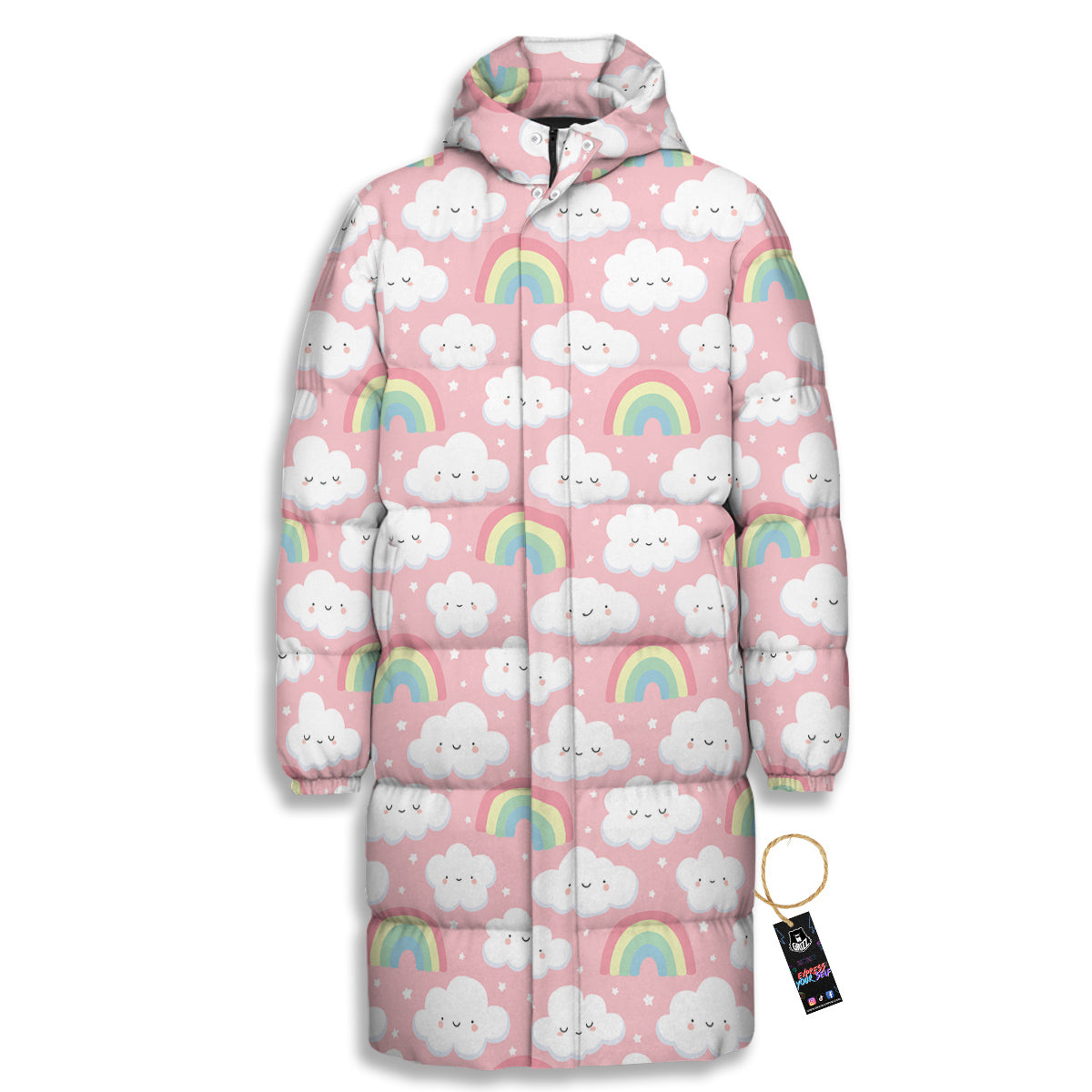Cloud Cute Print Pattern Long Down Jacket-grizzshop