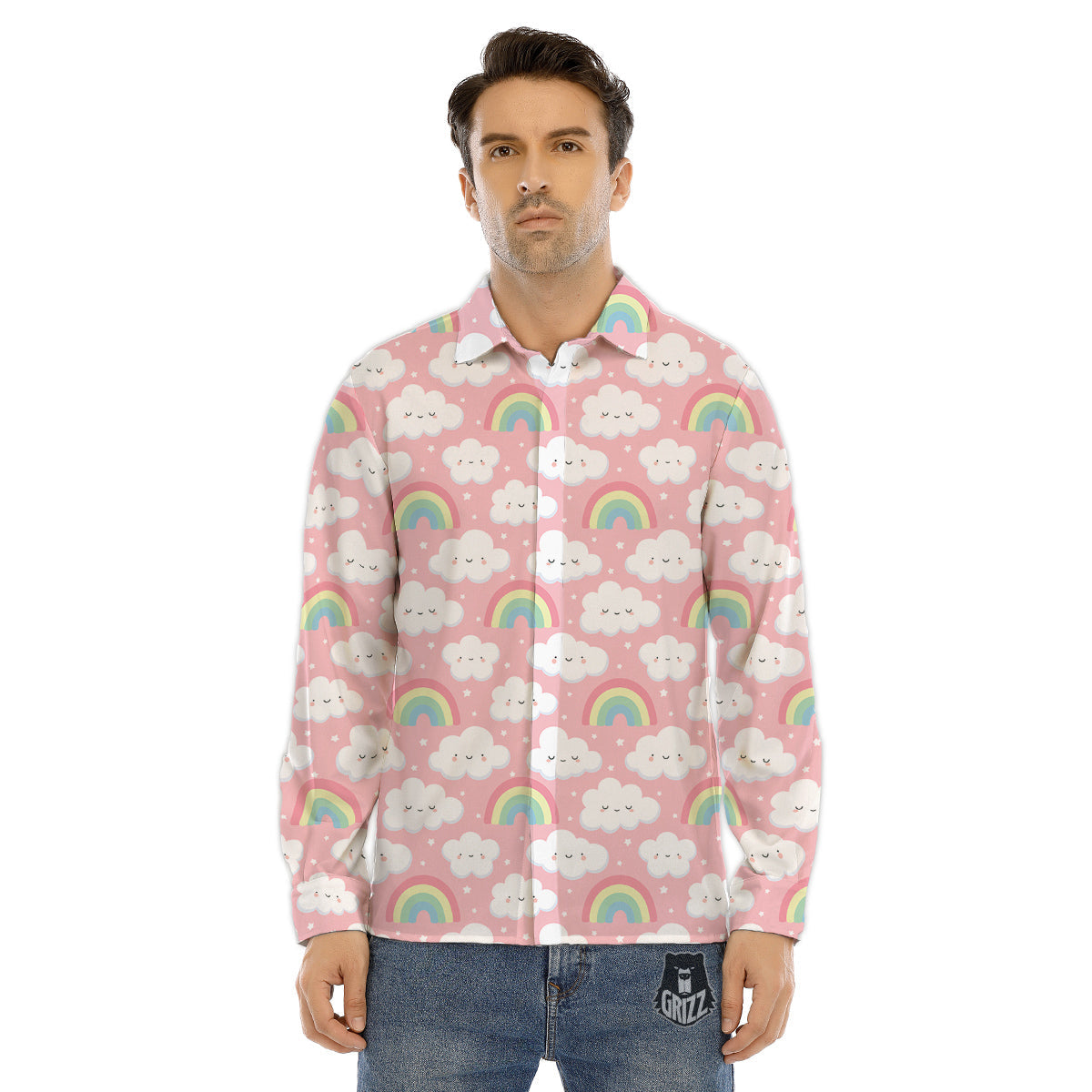Cloud Cute Print Pattern Men's Dress Shirts-grizzshop