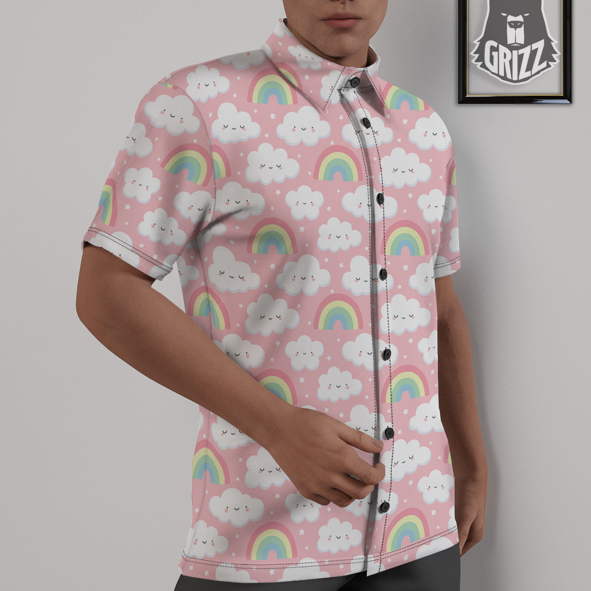 Cloud Cute Print Pattern Untucked Shirts-grizzshop