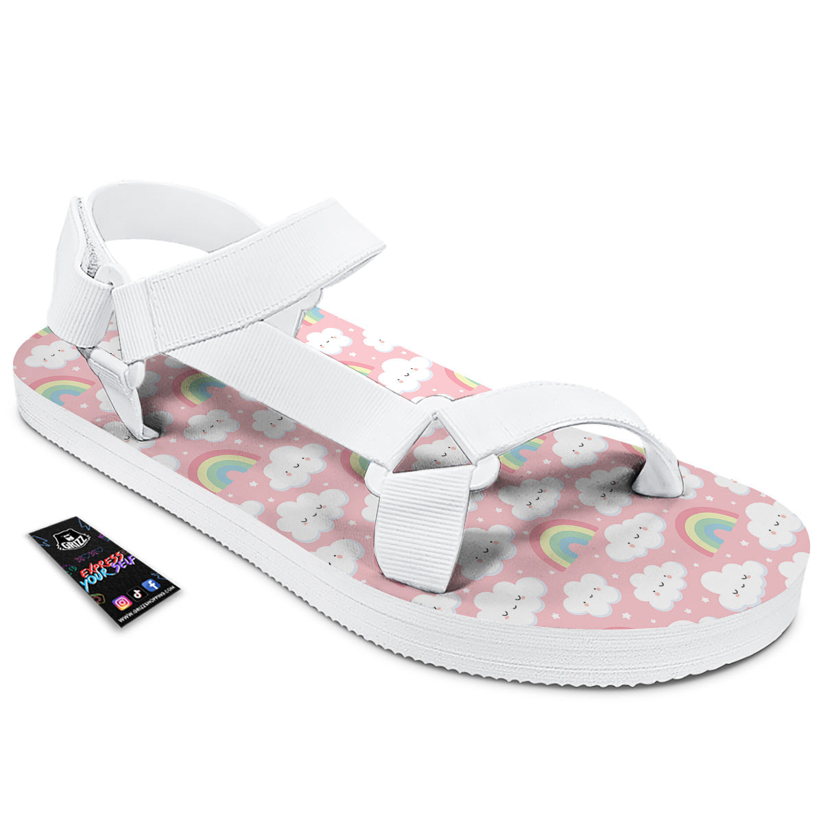 Cloud Cute Print Pattern White Open Toe Sandals-grizzshop