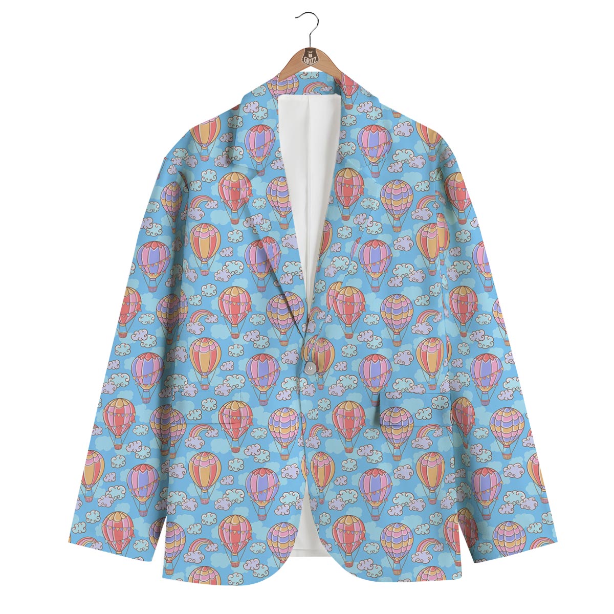 Cloud Hot Air Balloon Pattern Print Men's Blazer-grizzshop