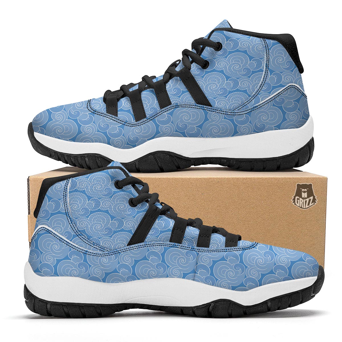 Cloud Pattern Print Black Bball Shoes-grizzshop