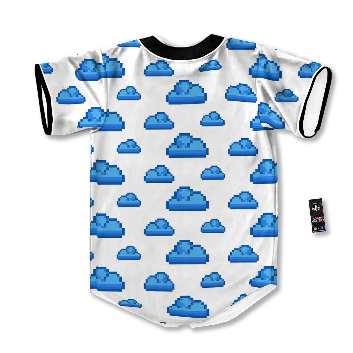 Cloud Pixel Print Pattern Baseball Jersey-grizzshop