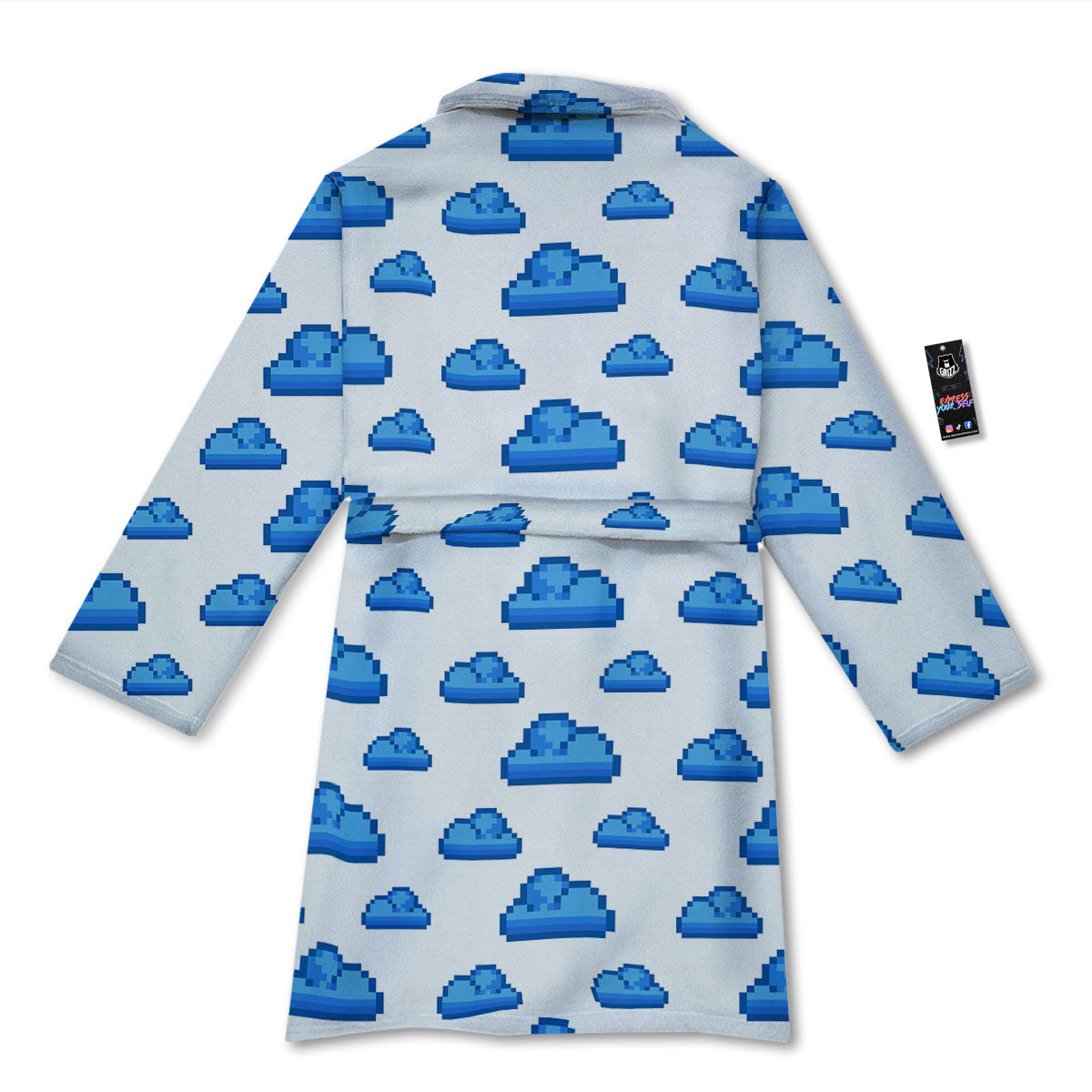 Cloud Pixel Print Pattern Bathrobe-grizzshop