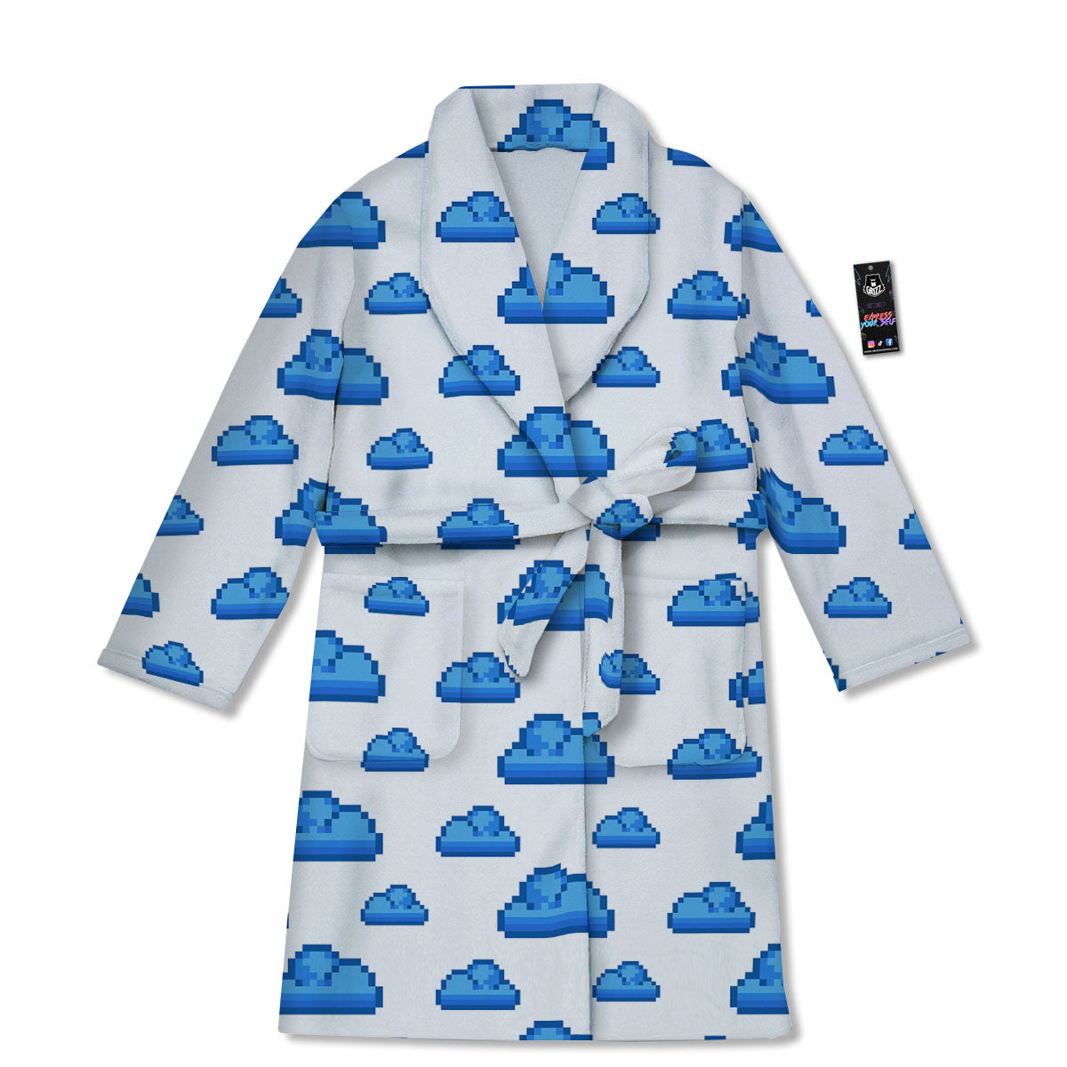 Cloud Pixel Print Pattern Bathrobe-grizzshop