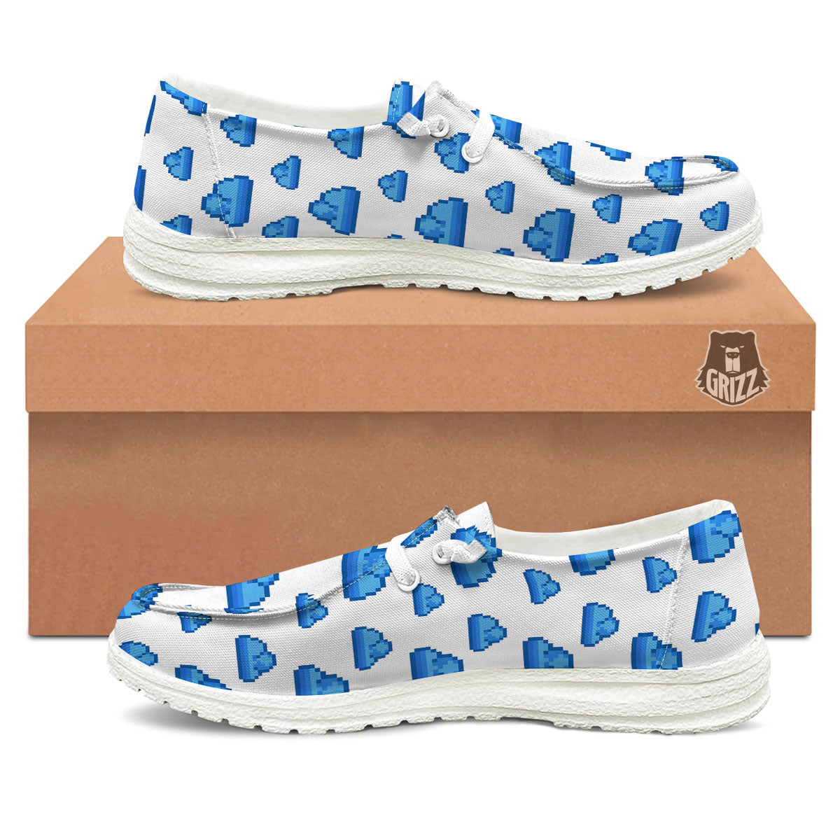 Cloud Pixel Print Pattern Black Loafers-grizzshop