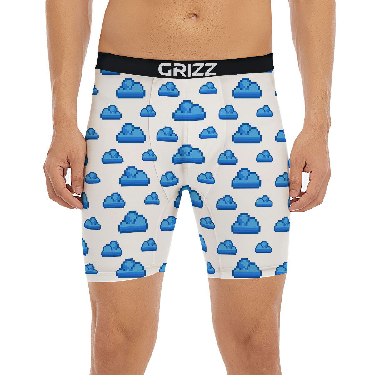 Cloud Pixel Print Pattern Boxer Briefs-grizzshop