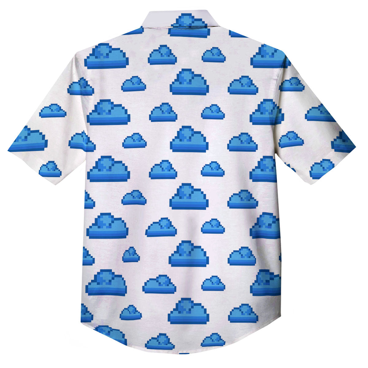 Cloud Pixel Print Pattern Button Up Shirt-grizzshop