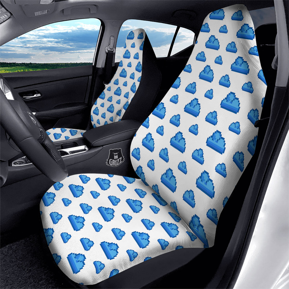Cloud Pixel Print Pattern Car Seat Covers-grizzshop