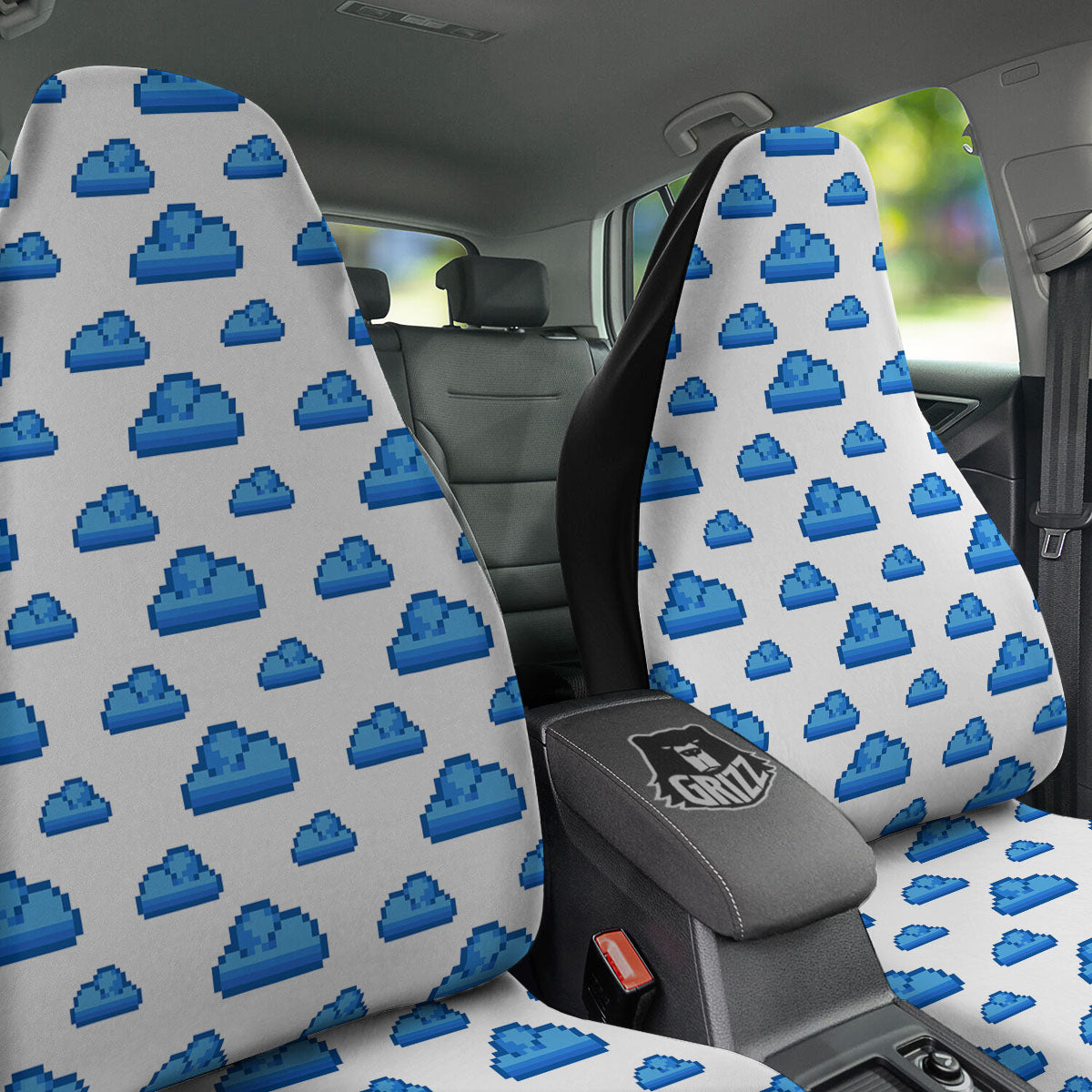 Cloud Pixel Print Pattern Car Seat Covers-grizzshop