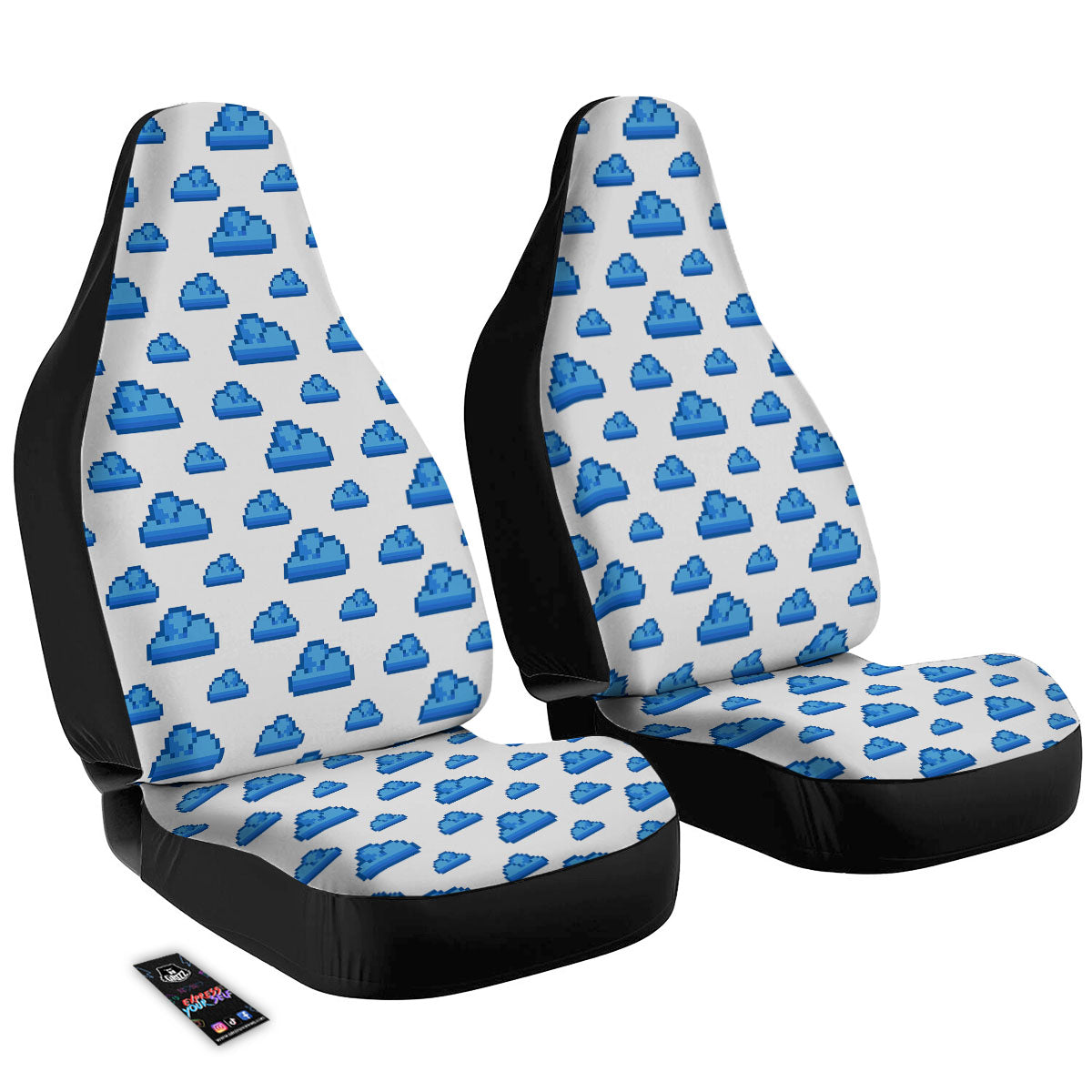 Cloud Pixel Print Pattern Car Seat Covers-grizzshop