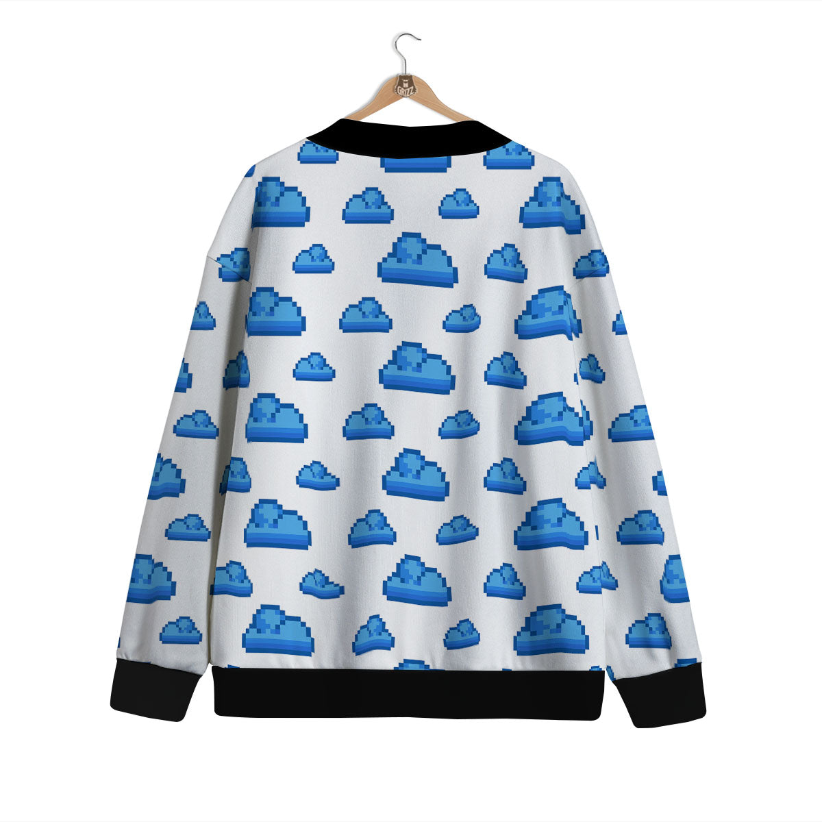 Cloud Pixel Print Pattern Cardigan-grizzshop