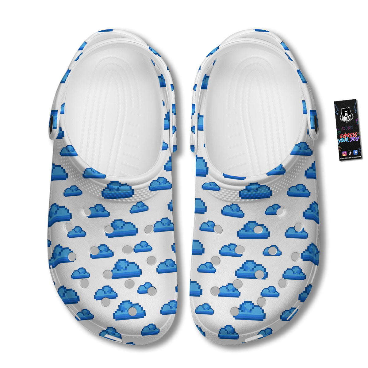 Cloud Pixel Print Pattern Clog-grizzshop