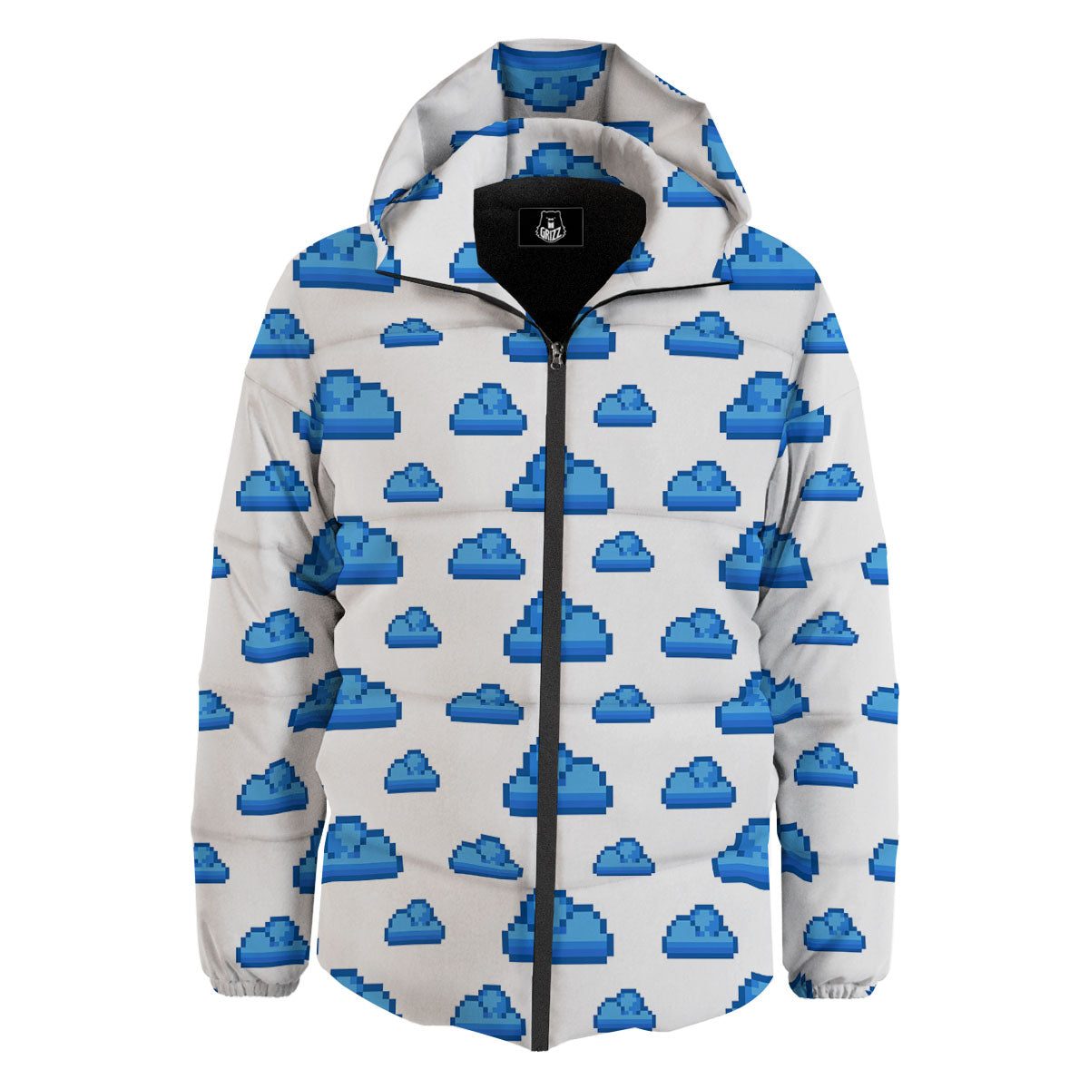 Cloud Pixel Print Pattern Down Jacket-grizzshop