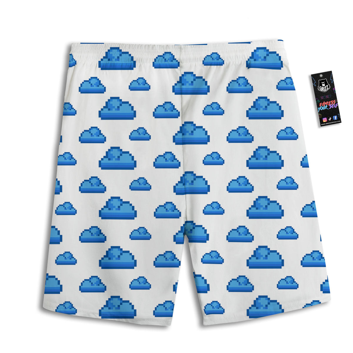 Cloud Pixel Print Pattern Men's Athletic Shorts