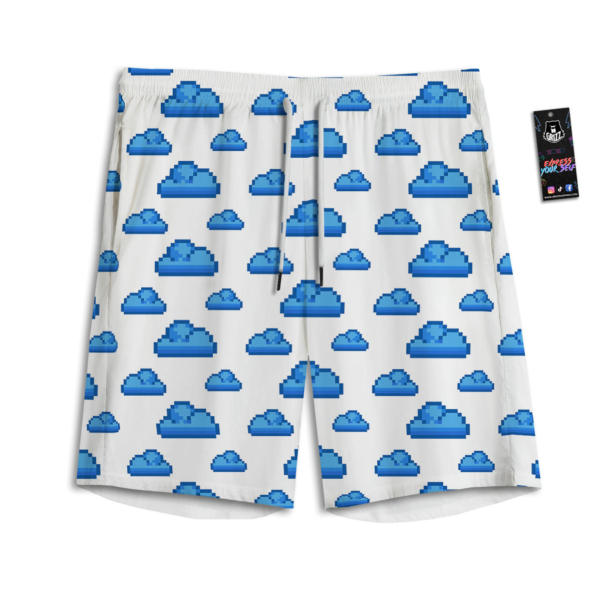 Cloud Pixel Print Pattern Men's Athletic Shorts