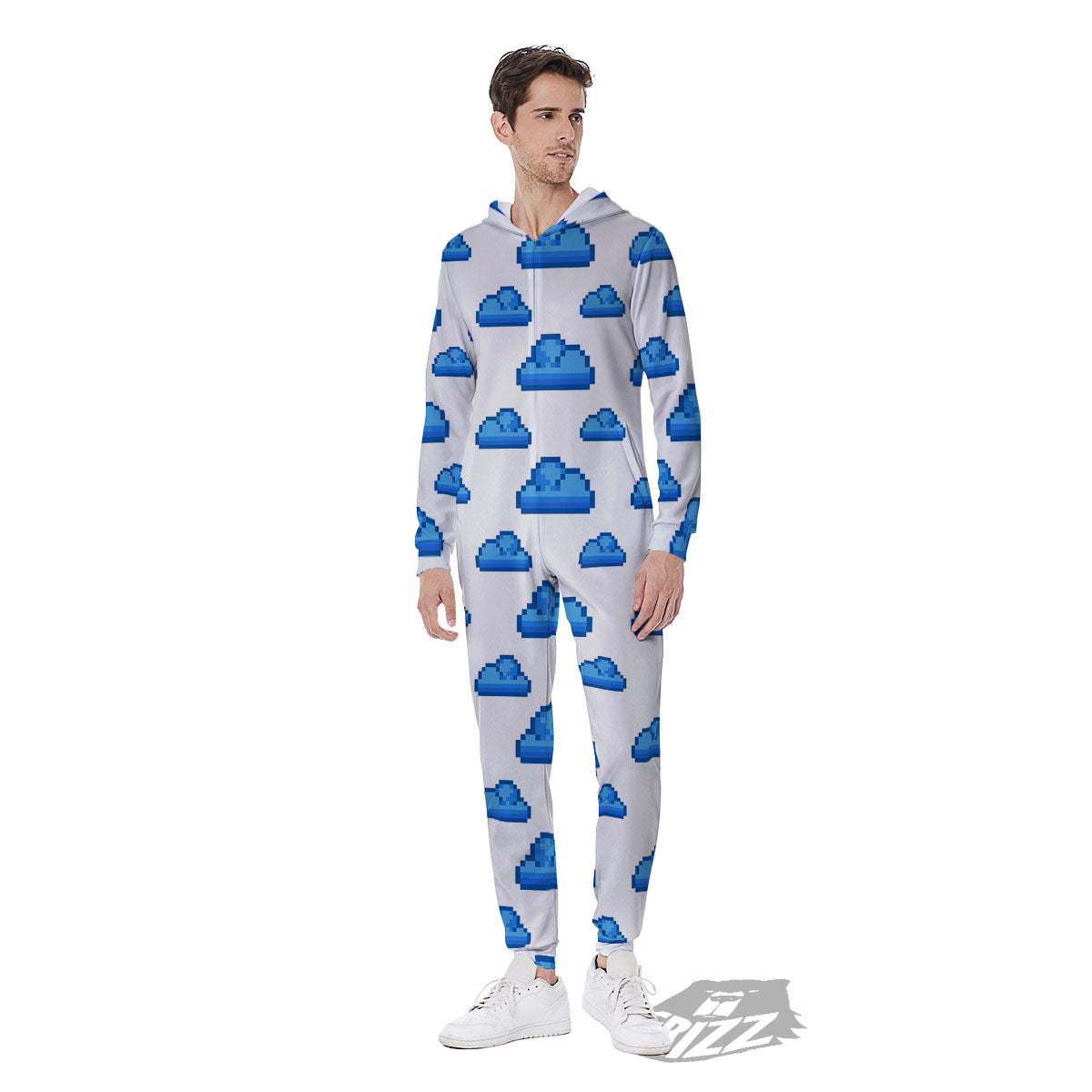 Cloud Pixel Print Pattern Men's Jumpsuit-grizzshop