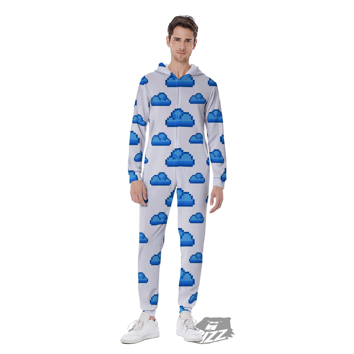 Cloud Pixel Print Pattern Men's Jumpsuit-grizzshop