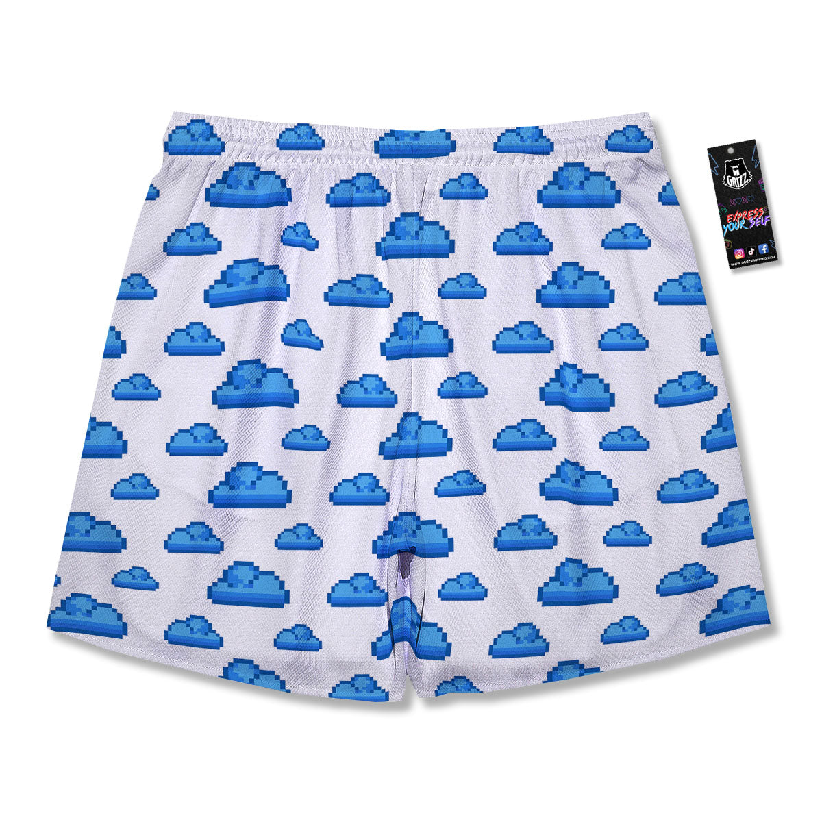 Cloud Pixel Print Pattern Men's Running Shorts-grizzshop