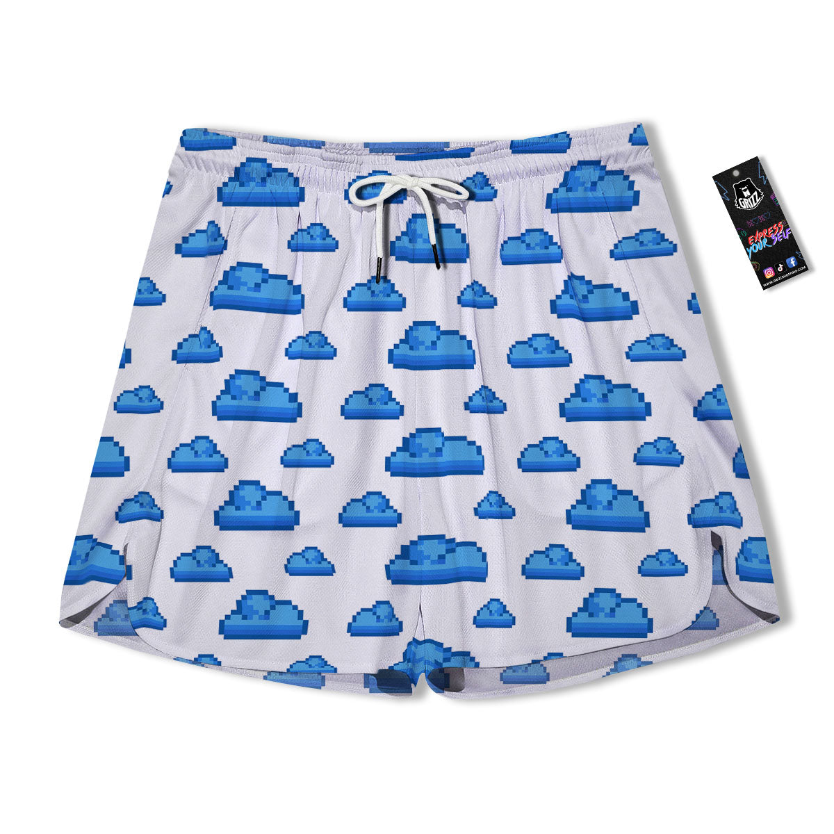 Cloud Pixel Print Pattern Men's Running Shorts-grizzshop