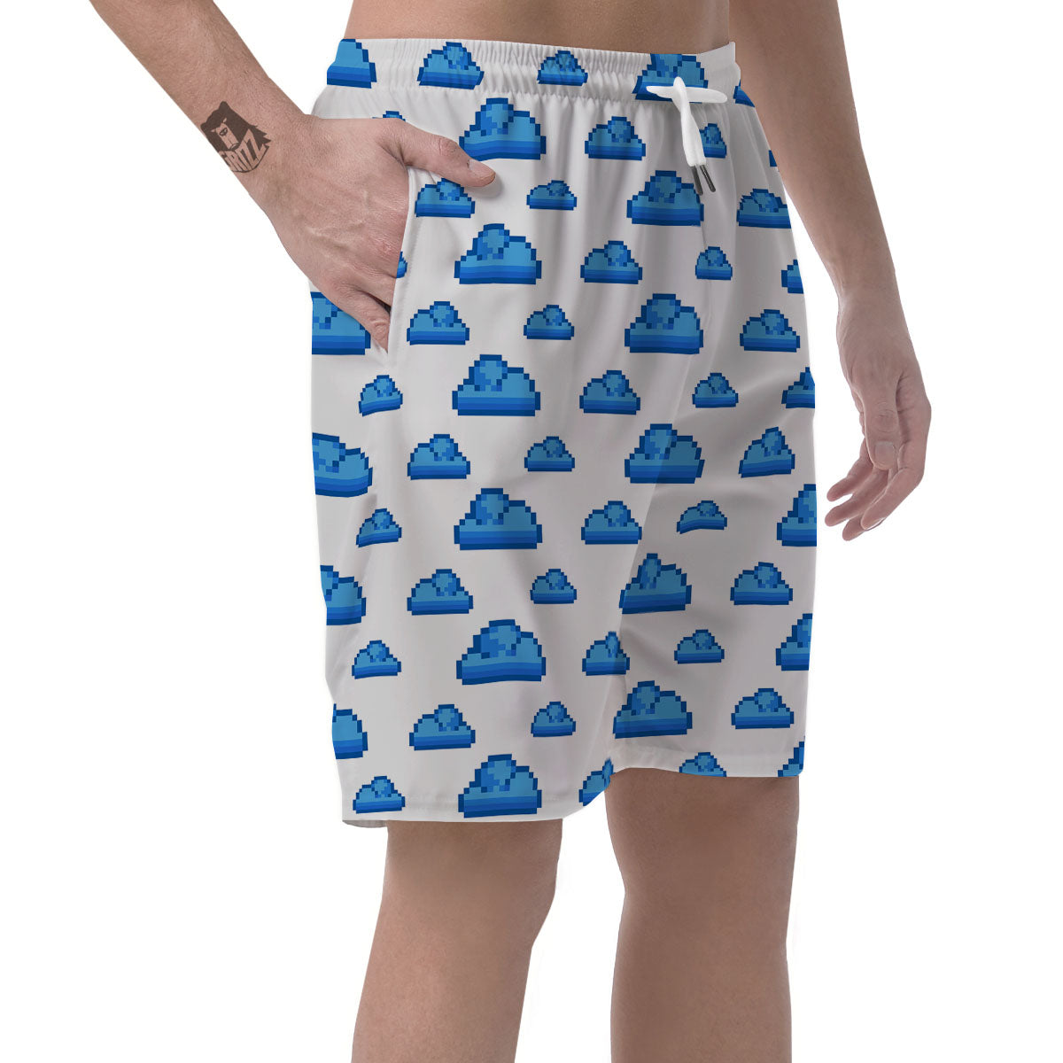 Cloud Pixel Print Pattern Men's Shorts-grizzshop