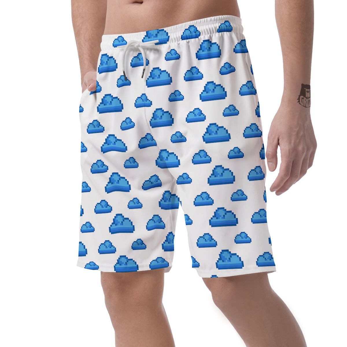 Cloud Pixel Print Pattern Men's Shorts-grizzshop