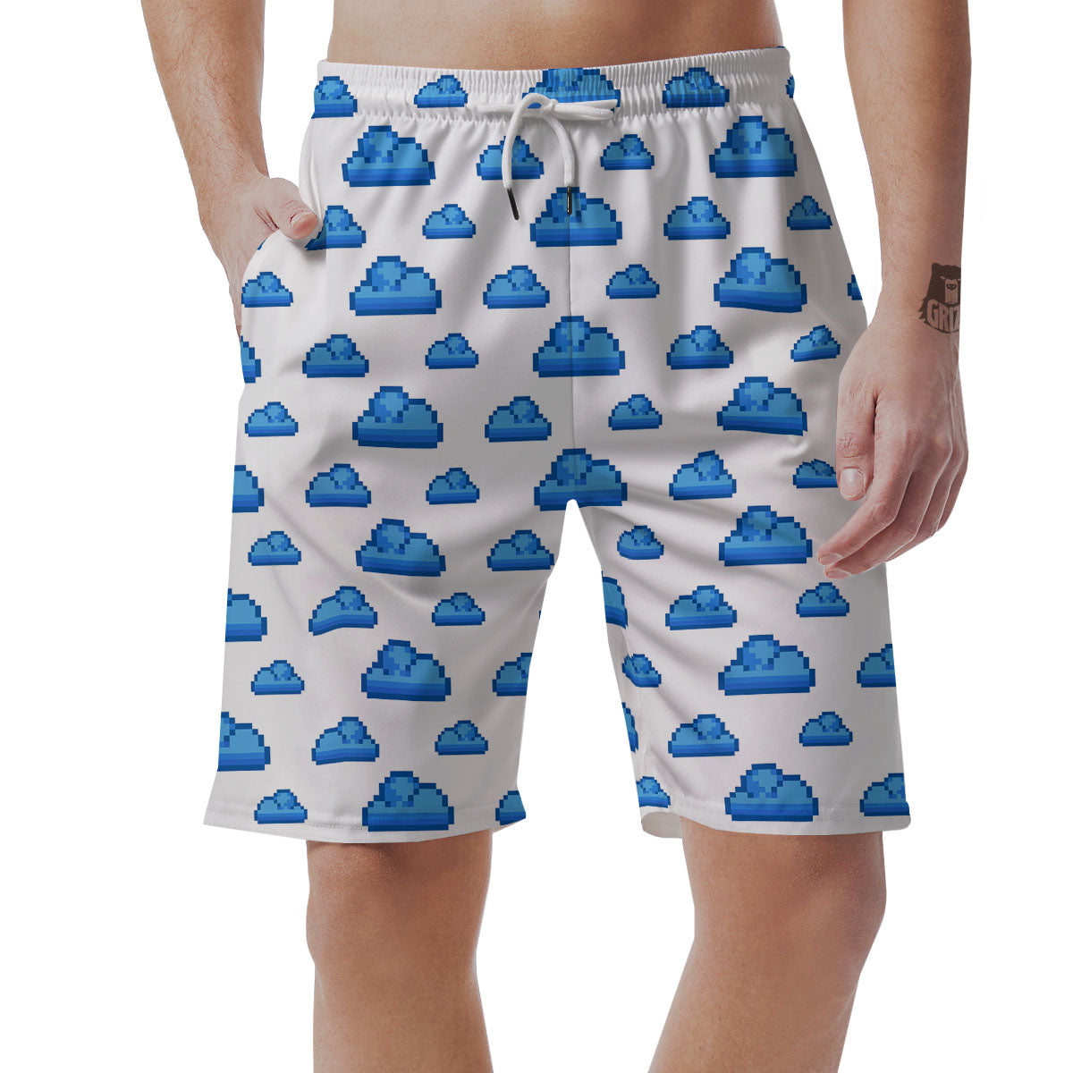 Cloud Pixel Print Pattern Men's Shorts-grizzshop