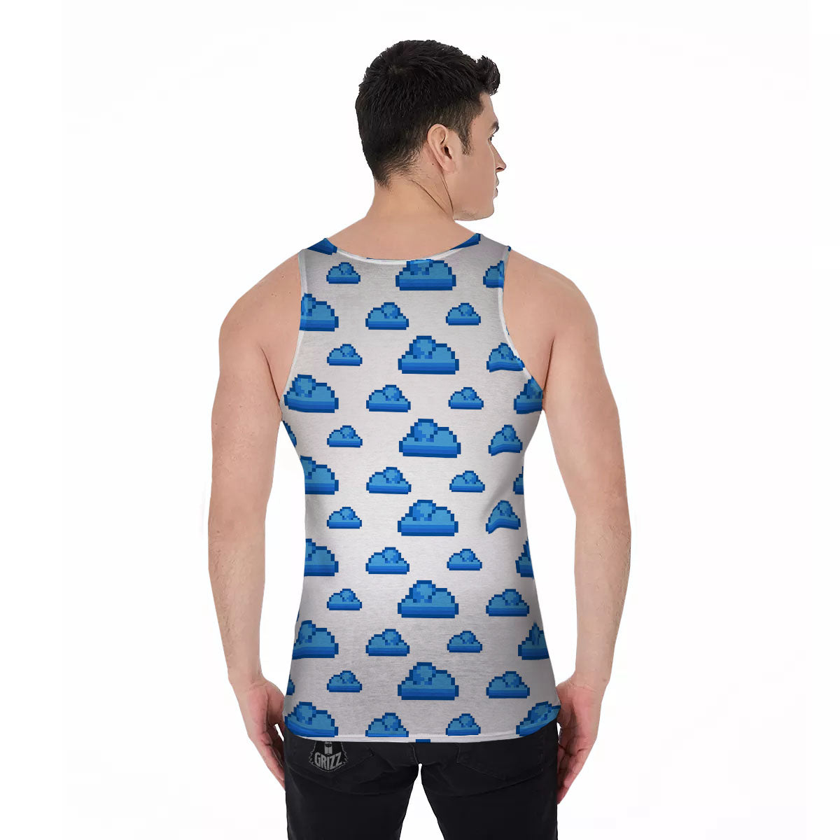 Cloud Pixel Print Pattern Men's Tank Top-grizzshop