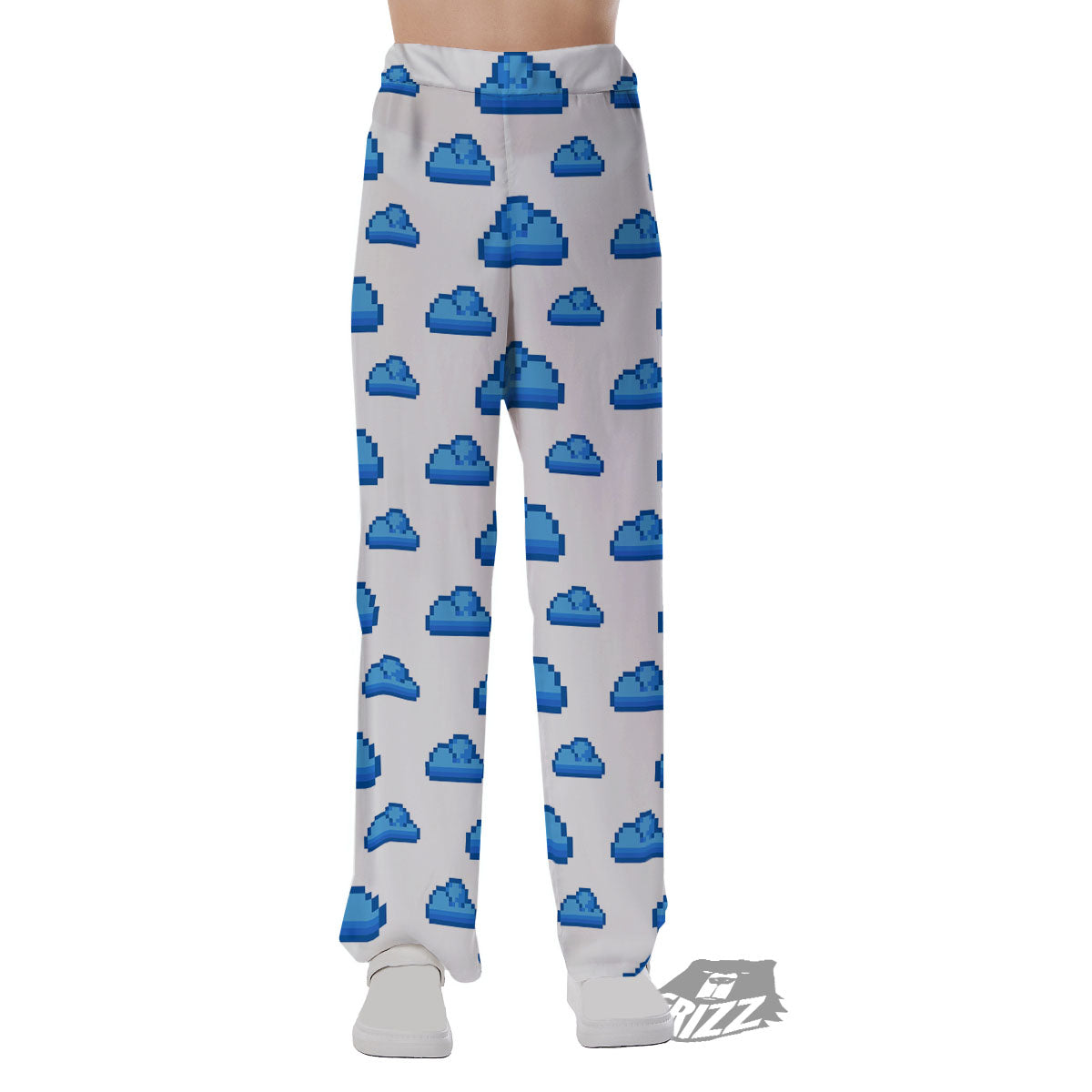 Cloud Pixel Print Pattern Pajama Pants-grizzshop